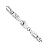 14K White Gold 4 mm Figaro Chain Necklace, Polished alternate angle