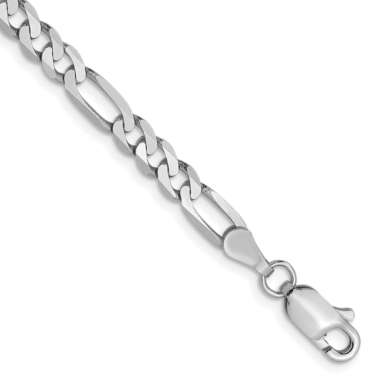 14K White Gold 4 mm Figaro Chain Bracelet, Polished