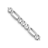 14K White Gold 4 mm Figaro Chain Necklace, Polished detail view