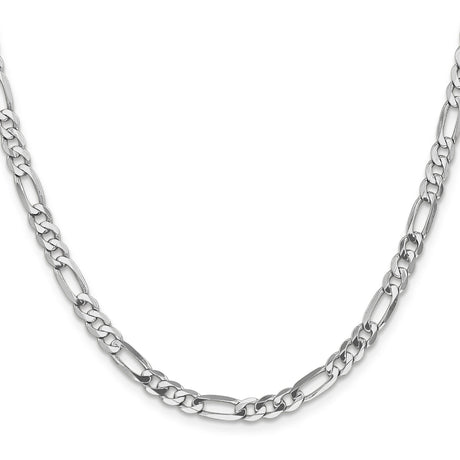 14K White Gold 5 mm Figaro Chain Necklace, Polished