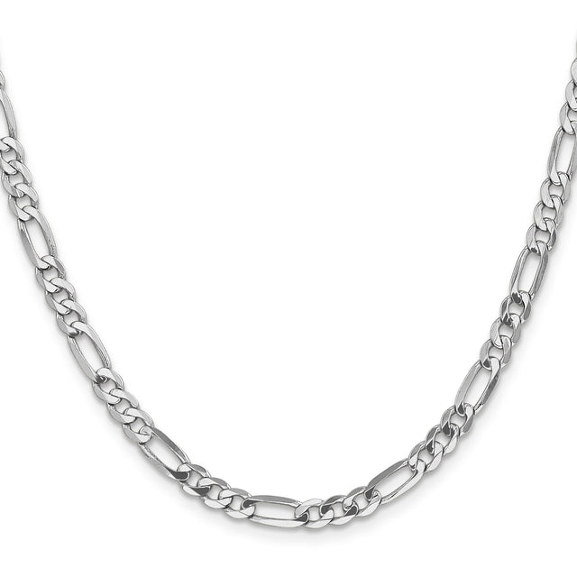 14K White Gold 5 mm Figaro Chain Necklace, Polished