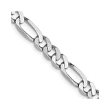 14K White Gold 5 mm Figaro Chain Necklace, Polished detail view