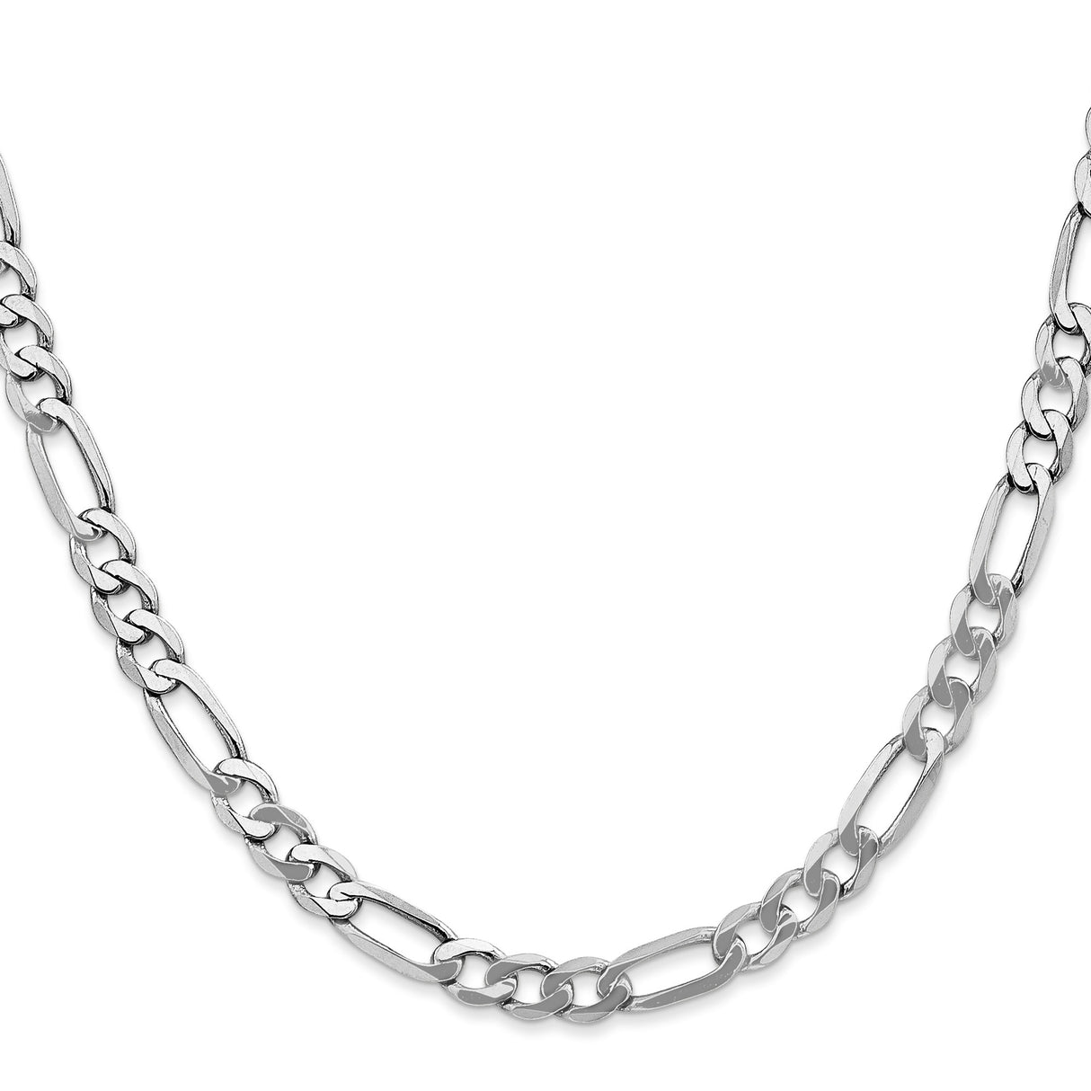 14K White Gold 5.5 mm Figaro Chain Necklace, Polished