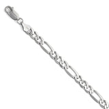 14K White Gold 6 mm Figaro Chain Bracelet, Polished shown for scale