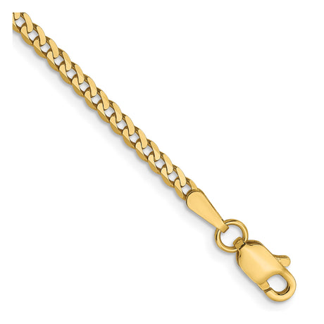 14K Yellow Gold 2.2 mm Curb Chain Bracelet, Polished