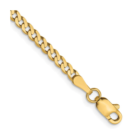 14K Yellow Gold 2.3 mm Curb Chain Bracelet, Polished
