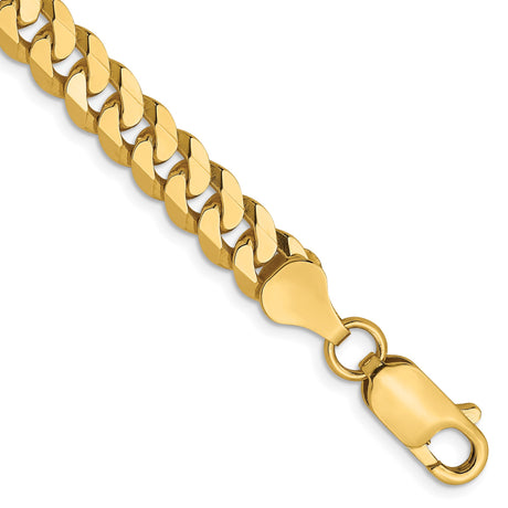 14K Yellow Gold 6.1 mm Curb Chain Anklet, Polished