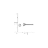 14k White Gold Stud Earrings with Princess Cut Clear Gemstones, Classic Minimalist Design for Women