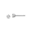 14k White Gold Stud Earrings with Princess Cut Clear Gemstones, Classic Minimalist Design for Women