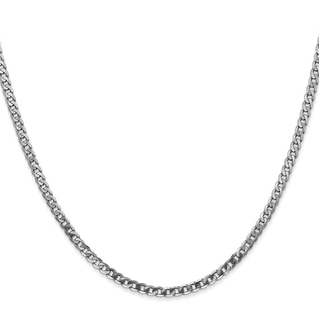 14K White Gold 2.9 mm Curb Chain Necklace, Polished