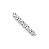 14K White Gold 2.9 mm Curb Chain Necklace, Polished detail view
