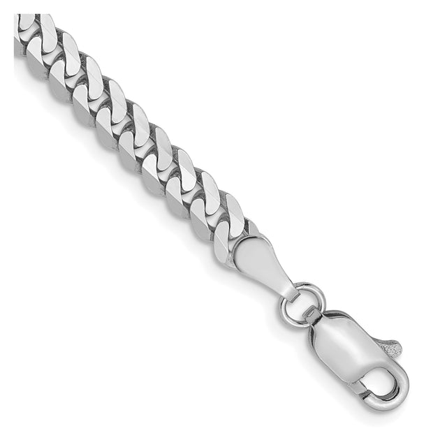 14K White Gold 3.9 mm Curb Chain Bracelet, Polished