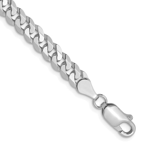 14K White Gold 4.5 mm Curb Chain Bracelet, Polished