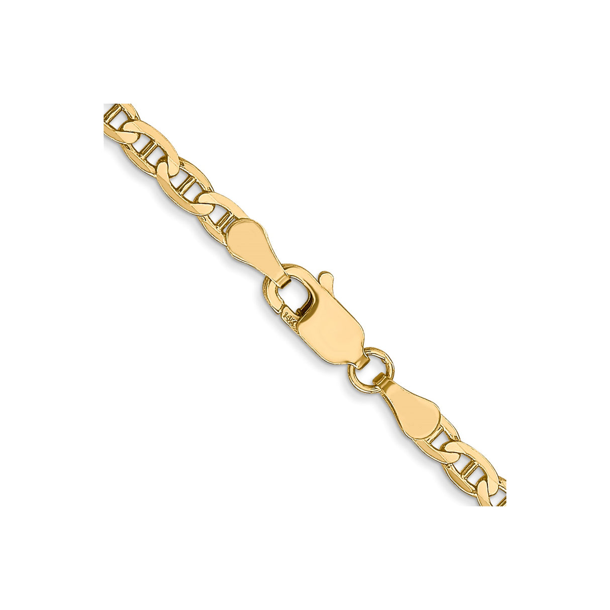 14K Yellow Gold 3 mm Polished Chain Necklace, Solid alternate angle