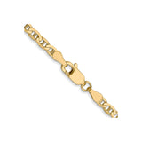 14K Yellow Gold 3 mm Polished Chain Necklace, Solid alternate angle