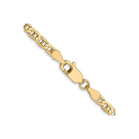 14K Yellow Gold 3 mm Polished Chain Necklace, Solid alternate angle