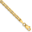 14K Yellow Gold 3 mm Polished Chain Anklet, Solid