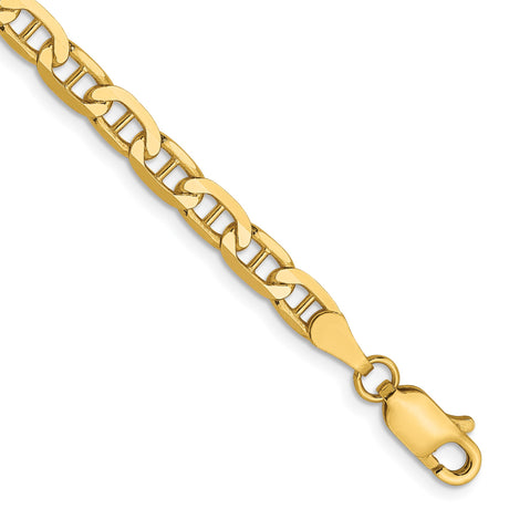 14K Yellow Gold 3.75 mm Polished Chain Bracelet, Solid