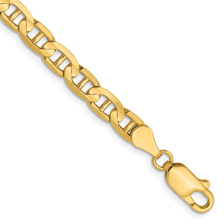 14K Yellow Gold 4.5 mm Polished Chain Bracelet, Solid