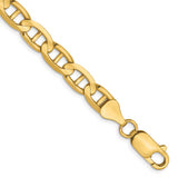 14K Yellow Gold 6.25 mm Polished Chain Anklet, Solid shown for scale