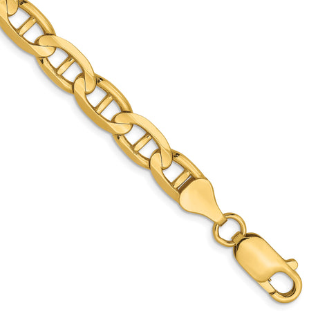 14K Yellow Gold 6.25 mm Polished Chain Bracelet, Solid shown for scale