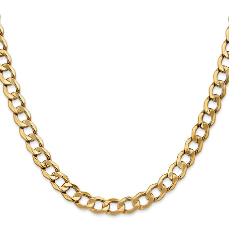 14K Yellow Gold 7 mm Curb Chain Anklet, Polished