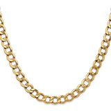 14K Yellow Gold 7 mm Curb Chain Necklace, Polished