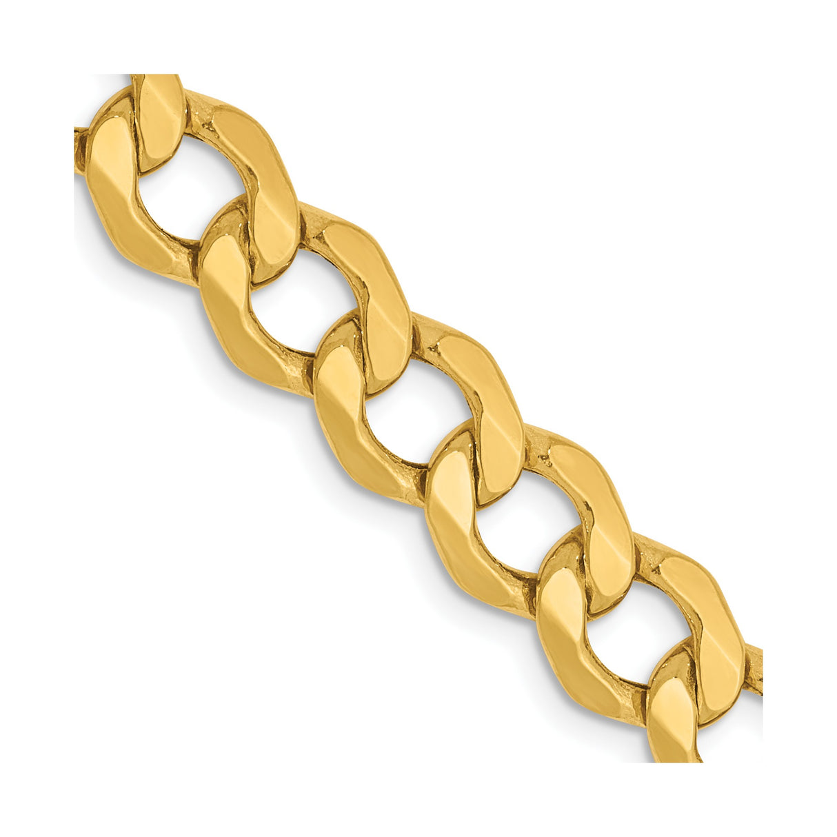 14K Yellow Gold 7 mm Curb Chain Necklace, Polished detail view