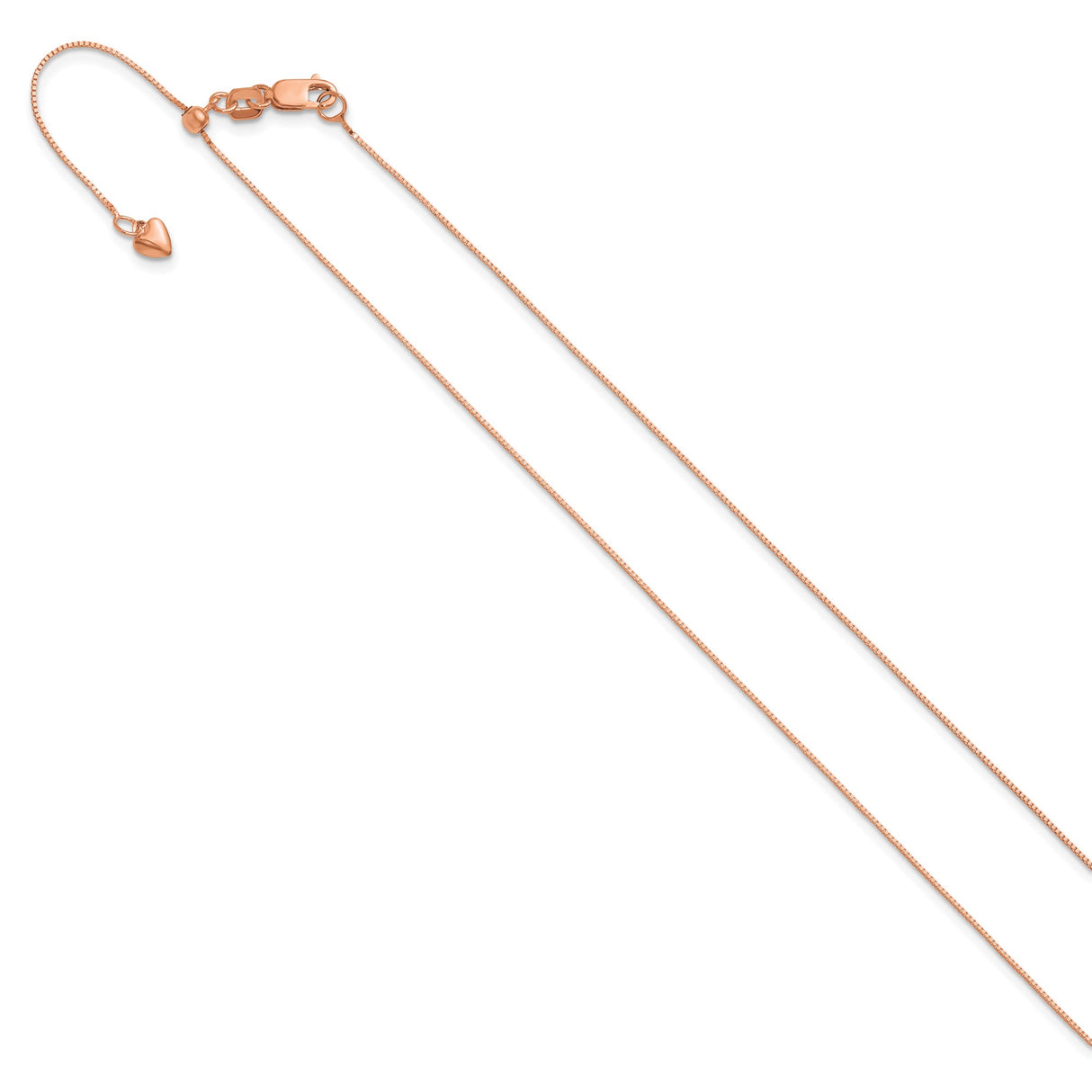 14K Rose Gold 0.55 mm Box Chain Necklace, Polished