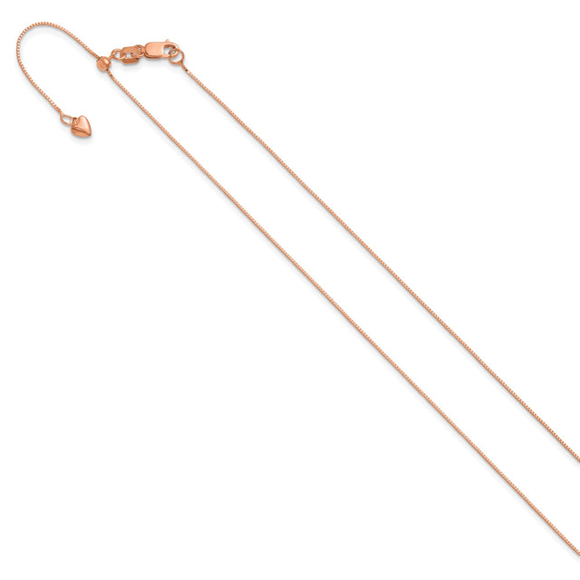 14K Rose Gold 0.55 mm Box Chain Necklace, Polished