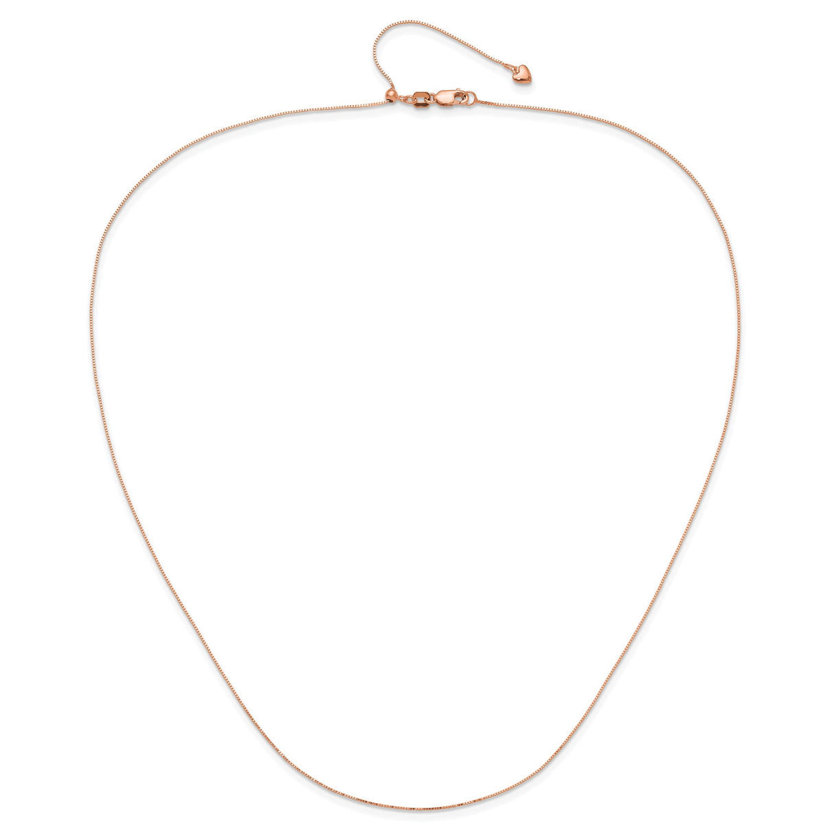 14K Rose Gold 0.55 mm Box Chain Necklace, Polished alternate angle