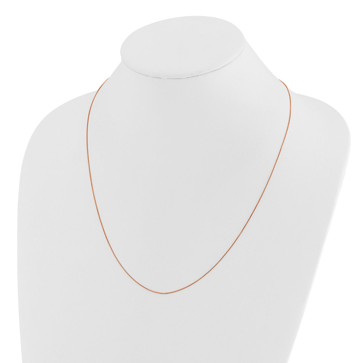 14K Rose Gold 0.55 mm Box Chain Necklace, Polished detail view