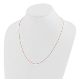 14K Rose Gold 0.55 mm Box Chain Necklace, Polished detail view