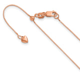 14K Rose Gold 0.55 mm Box Chain Necklace, Polished detail view