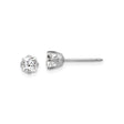14k White Gold Stud Earrings, Square Cut Clear Gemstone, Classic Four Prong Setting