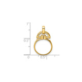 14 mm 14k Yellow Gold coin bezel for 14 mm Coin — size reference (ruler)