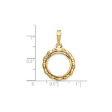 14 mm 14k Yellow Gold coin bezel for 14 mm Coin — size reference (ruler)