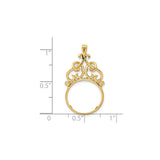 14 mm 14k Yellow Gold coin bezel for 14 mm Coin — size reference (ruler)