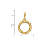 14 mm 14k Yellow Gold coin bezel for 14 mm Coin — size reference (ruler)