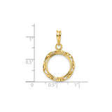 14 mm 14k Yellow Gold coin bezel for 14 mm Coin — size reference (ruler)