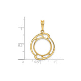14 mm 14k Yellow Gold coin bezel for 14 mm Coin — size reference (ruler)