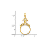 14 mm 14k Yellow Gold coin bezel for 14 mm Coin — size reference (ruler)