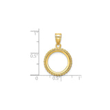 14 mm 14k Yellow Gold coin bezel for 14 mm Coin — size reference (ruler)