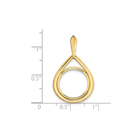 14 mm 14k Yellow Gold coin bezel for 14 mm Coin — size reference (ruler)