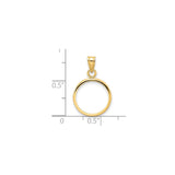 14 mm 14k Yellow Gold coin bezel for 14 mm Coin — size reference (ruler)