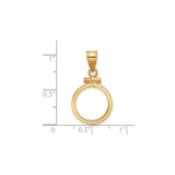 14 mm 14k Yellow Gold coin bezel for 14 mm Coin — size reference (ruler)