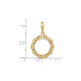 14 mm 14k Yellow Gold coin bezel for 14 mm Coin — size reference (ruler)