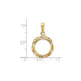 14 mm 14k Yellow Gold coin bezel for 14 mm Coin — size reference (ruler)