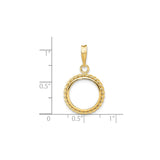 14 mm 14k Yellow Gold coin bezel for 14 mm Coin — size reference (ruler)