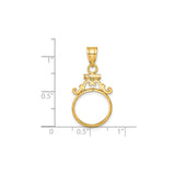 14 mm 14k Yellow Gold coin bezel for 14 mm Coin — size reference (ruler)